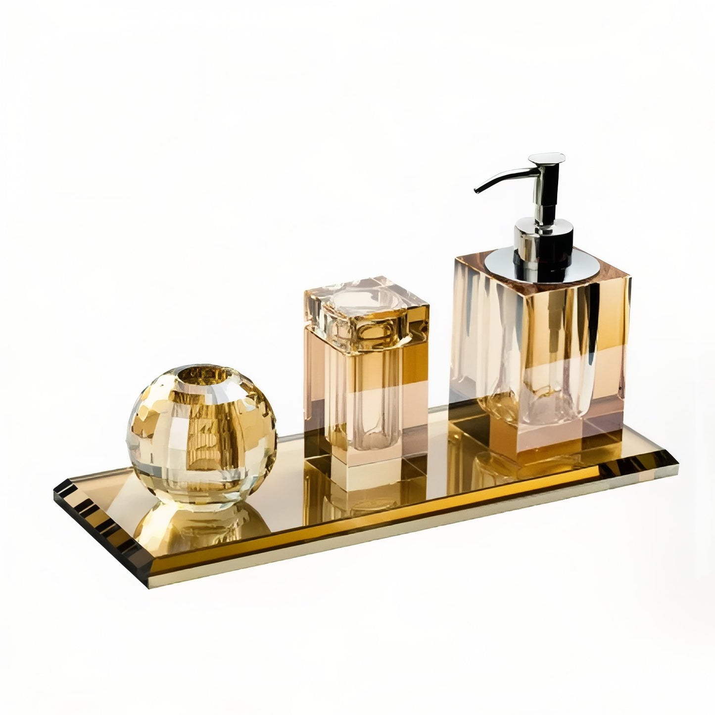 Accessoires De Salle De Bain Luxe En Cristal Noir Et Reflets Brillants