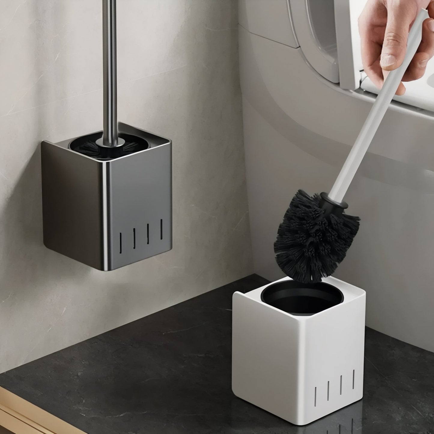 Brosse De Toilette Murale En Acier Inoxydable Avec Aération
