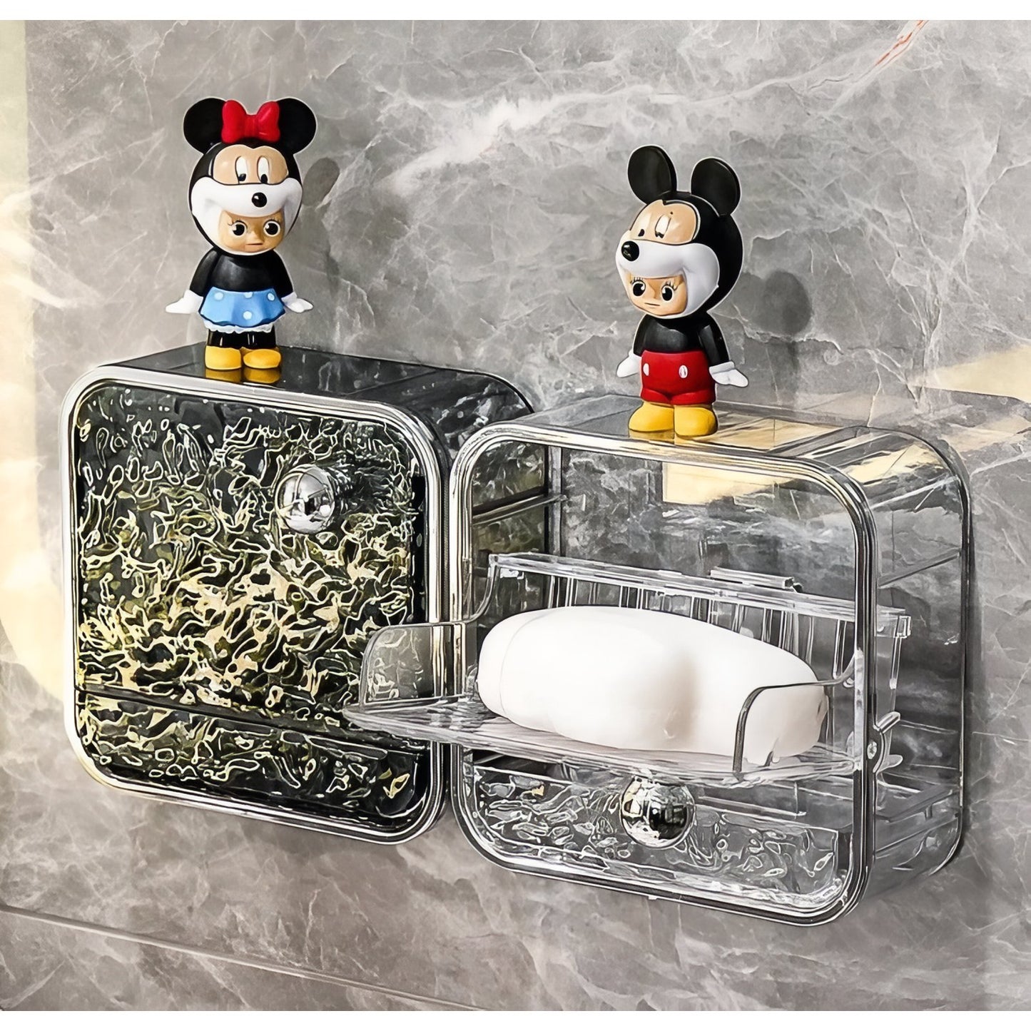 Boîte Porte-Savon Murale Avec Design Glacier Transparent