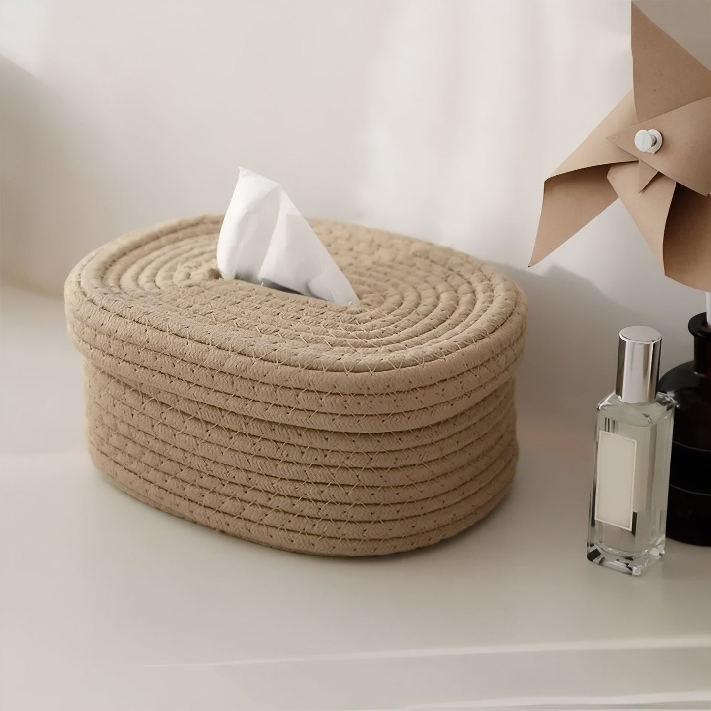 Boîte À Mouchoirs Ovale En Corde Tressée