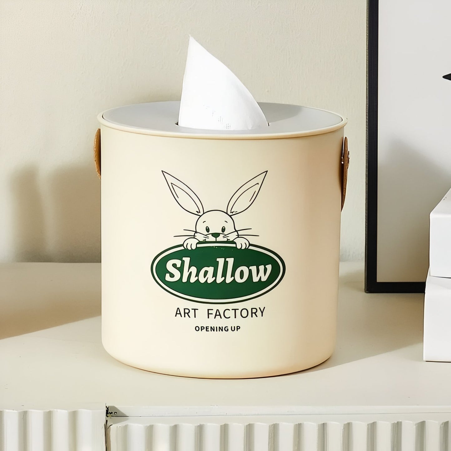 Boîte À Mouchoirs Ronde Avec Poignée Et Design Vintage En Métal Crème