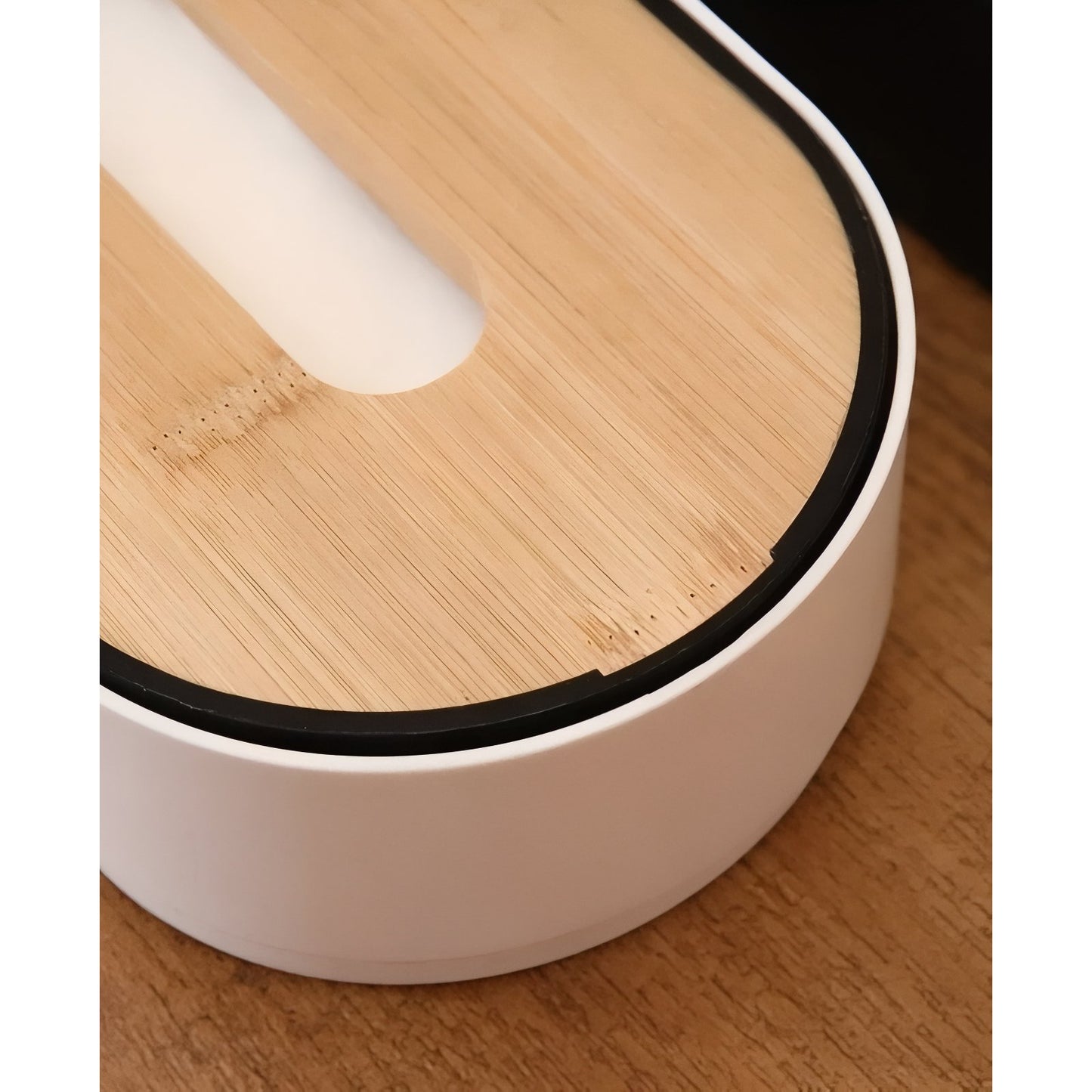 Boîte À Mouchoirs Design Minimaliste Blanc Et Noir Avec Couvercle En Bois