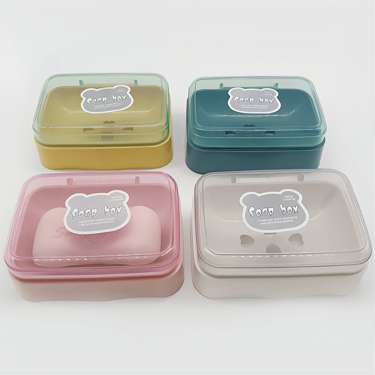 Boîte Porte-Savon En Plastique Coloré Avec Couvercle Transparent