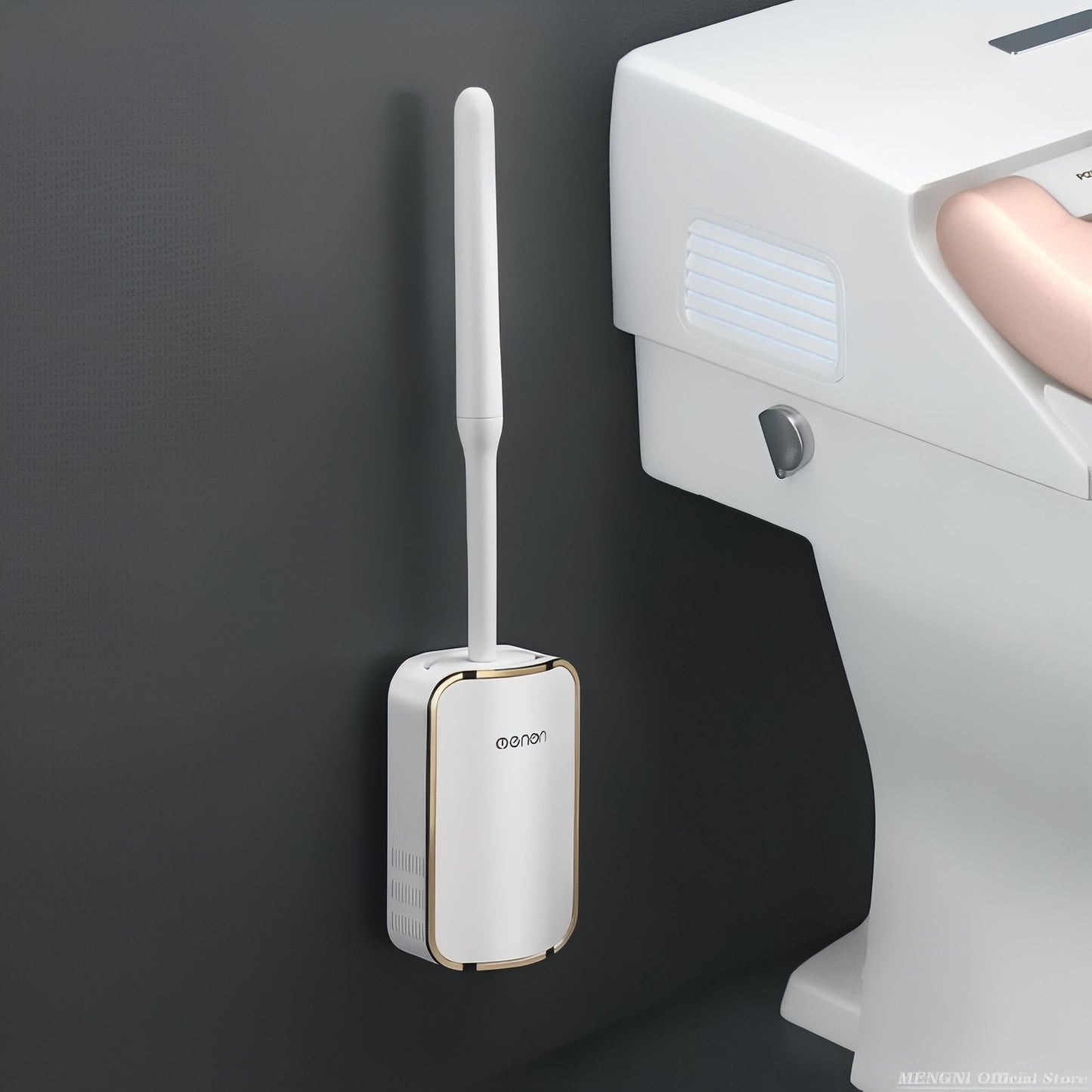 Brosse De Toilette Murale En Plastique Élégante Avec Finitions Métalliques