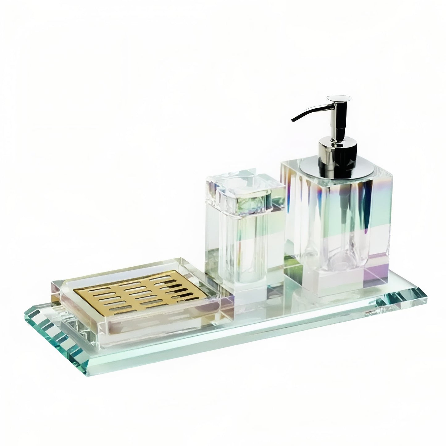 Accessoires De Salle De Bain Luxe En Cristal Noir Et Reflets Brillants