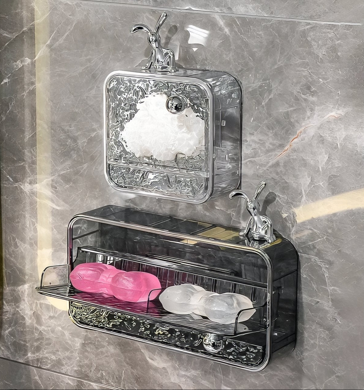 Boîte Porte-Savon Murale Avec Design Glacier Transparent