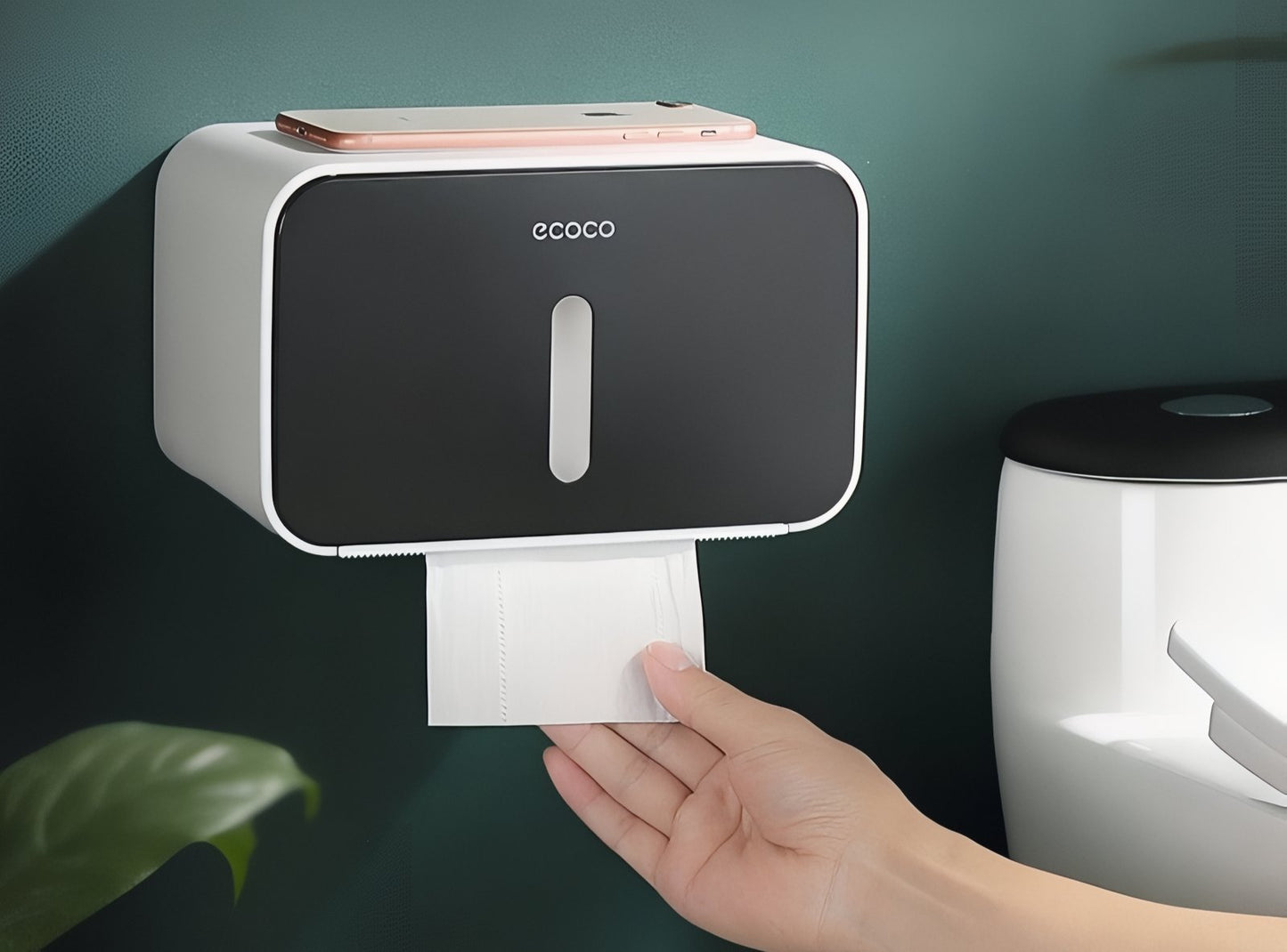Distributeur Papier Toilette Mural Avec Couvercle Étanche Et Espace De Rangement
