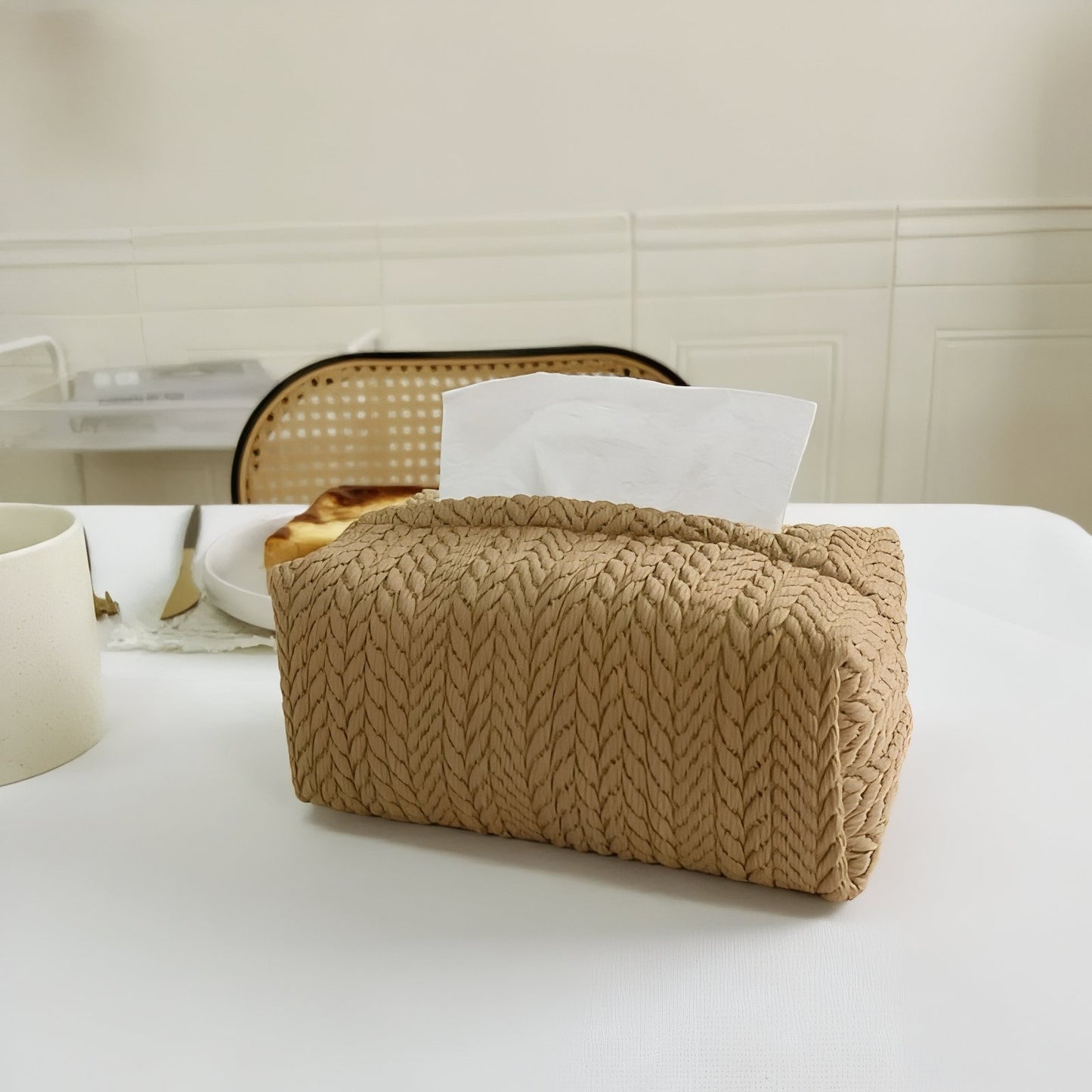 Boîte À Mouchoirs En Tissu Naturel