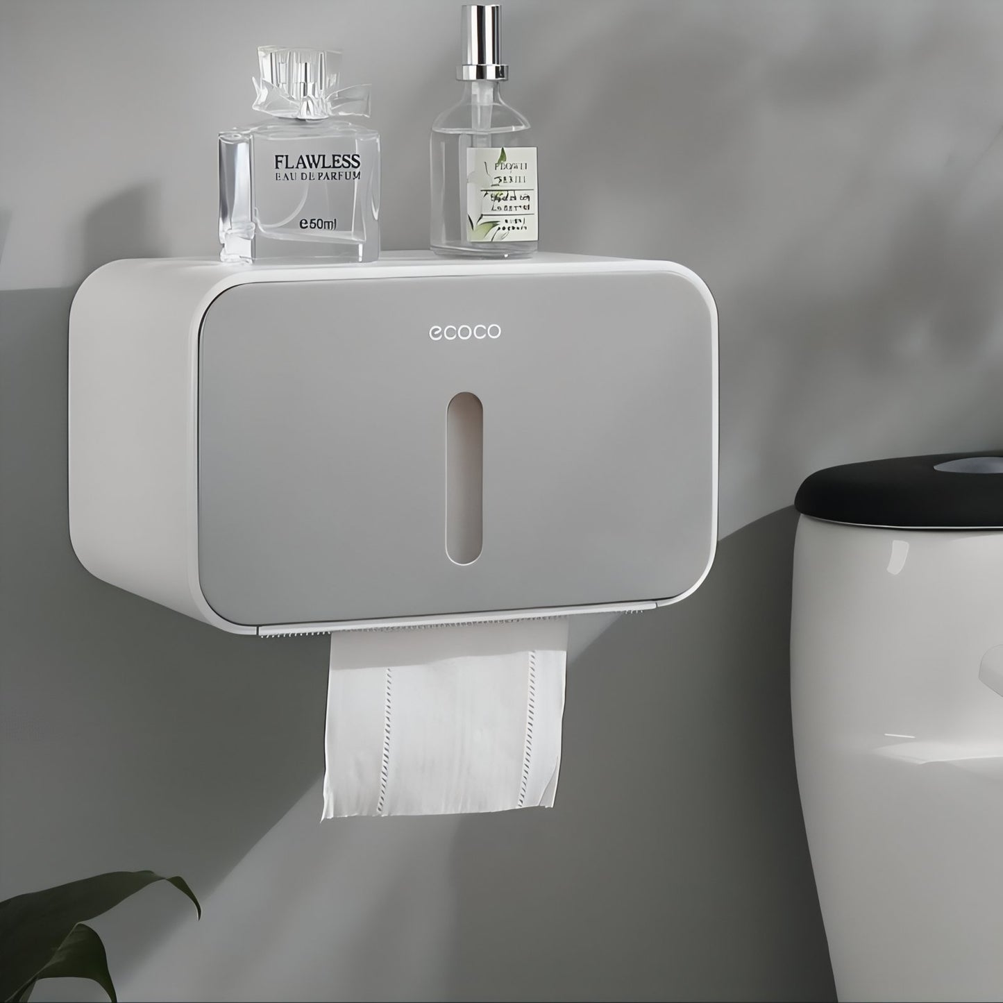 Distributeur Papier Toilette Mural Avec Couvercle Étanche Et Espace De Rangement