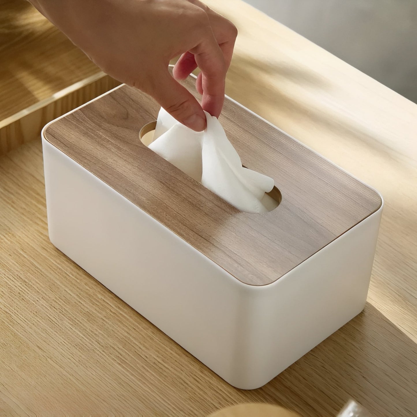 Boîte À Mouchoirs Rectangulaire Moderne Avec Couvercle En Bois