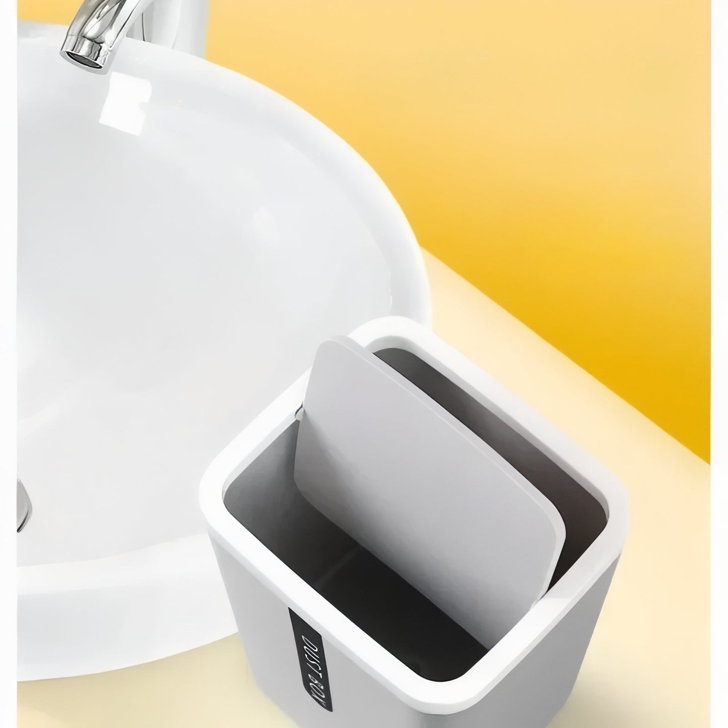 Poubelle Carrée À Couvercle Basculant Pour Salle De Bain Ou Toilette