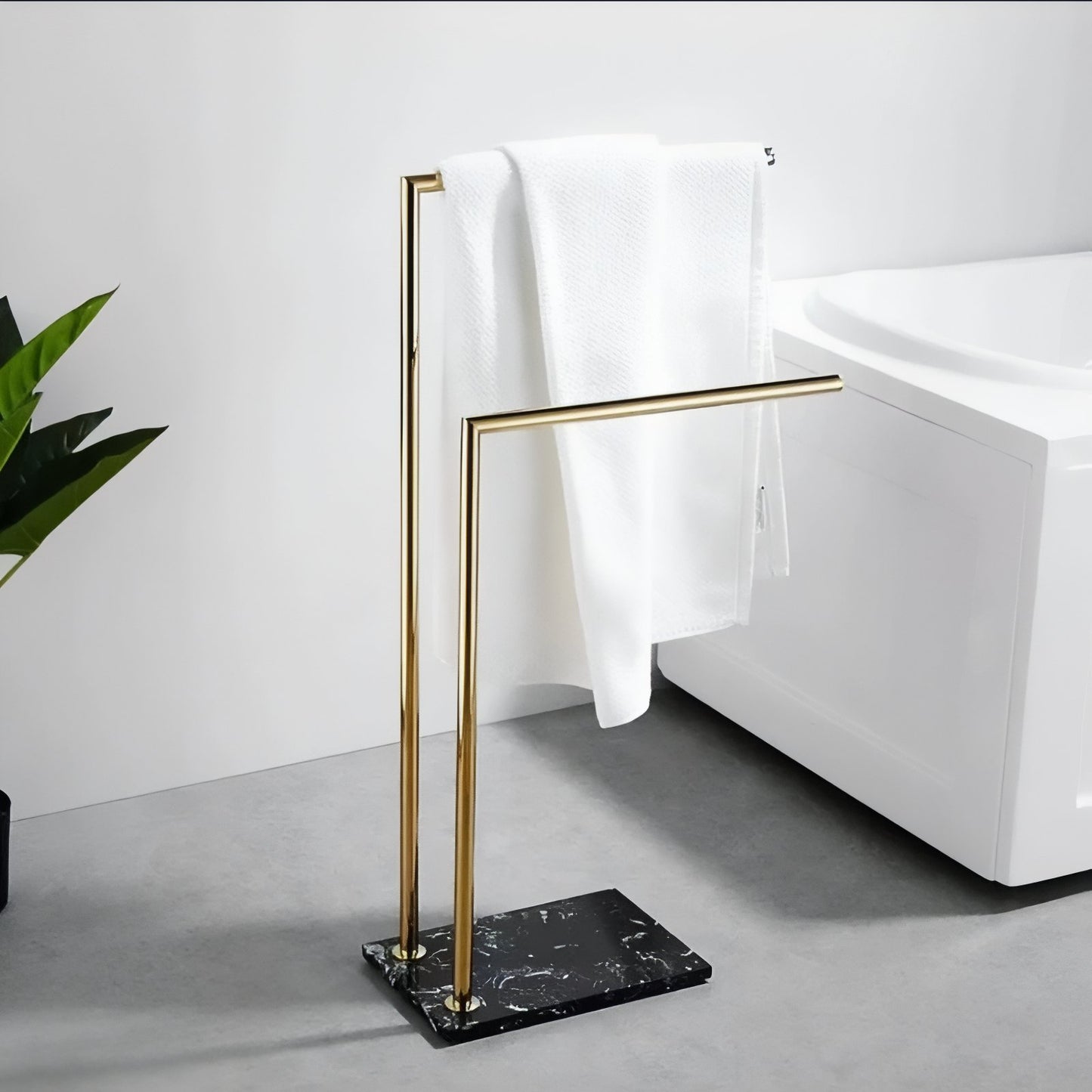 Porte-Serviettes En L Avec Base Marbrée