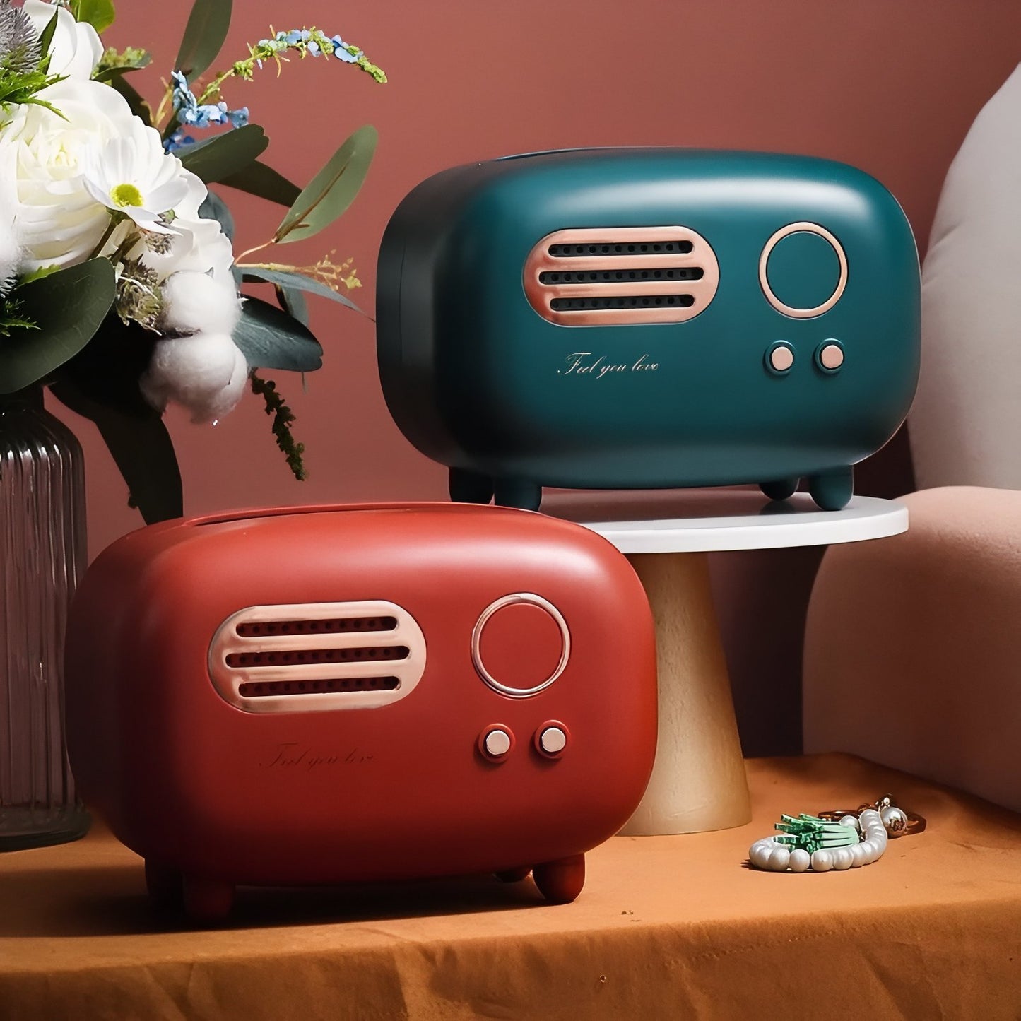 Distributeur De Mouchoirs Rectangulaire Design Rétro Forme Radio
