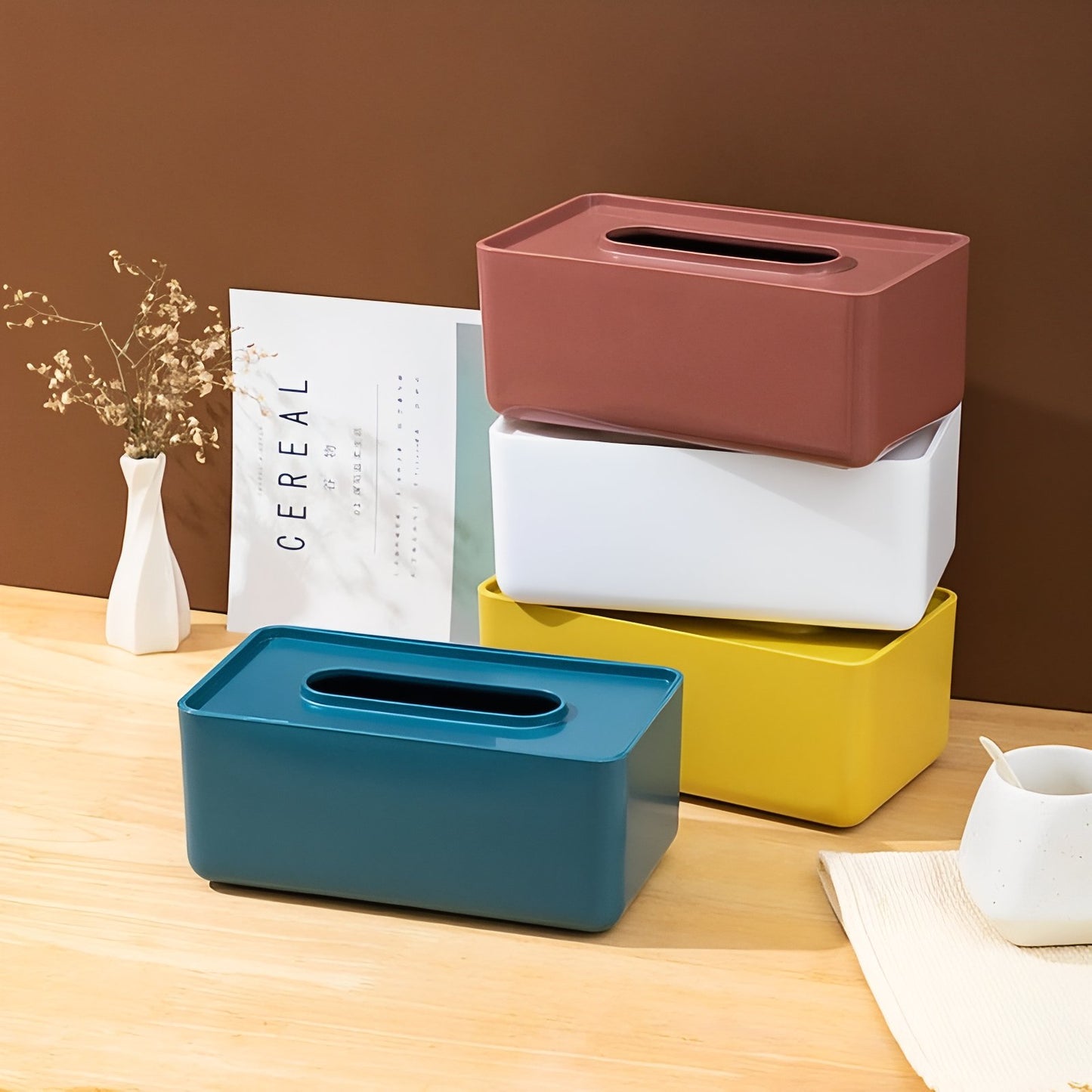 Boîte À Mouchoirs Rectangulaire En Plastique Multicolore