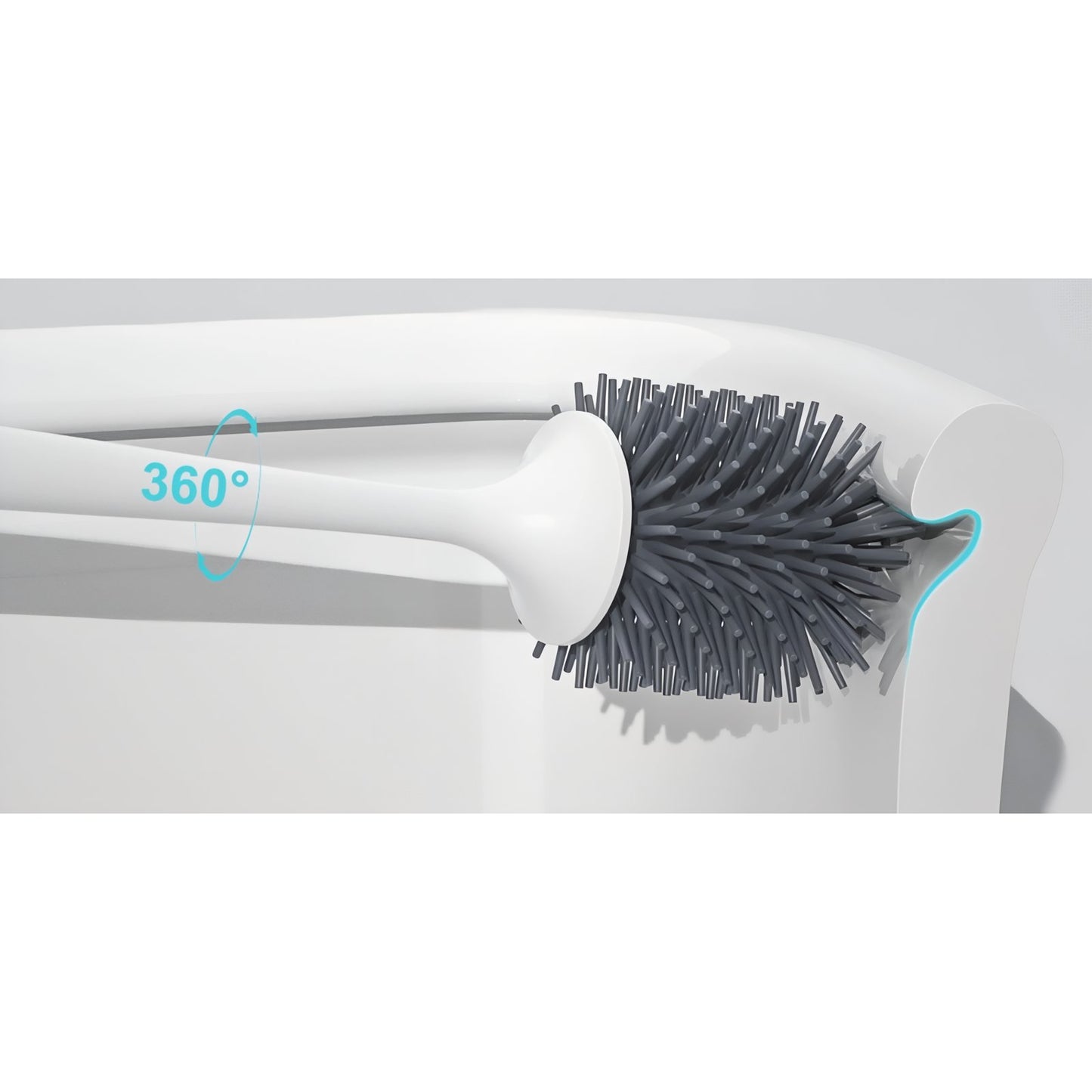 Brosse De Toilette Silicone Avec Support Transparent Et Finition Or Rose