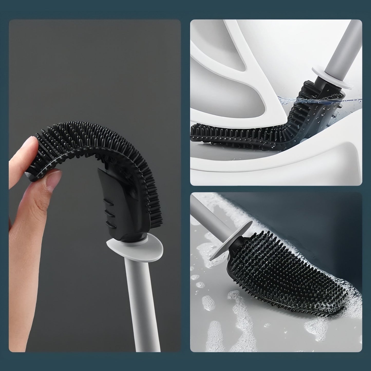 Brosse De Toilette Murale En Plastique Élégante Avec Finitions Métalliques