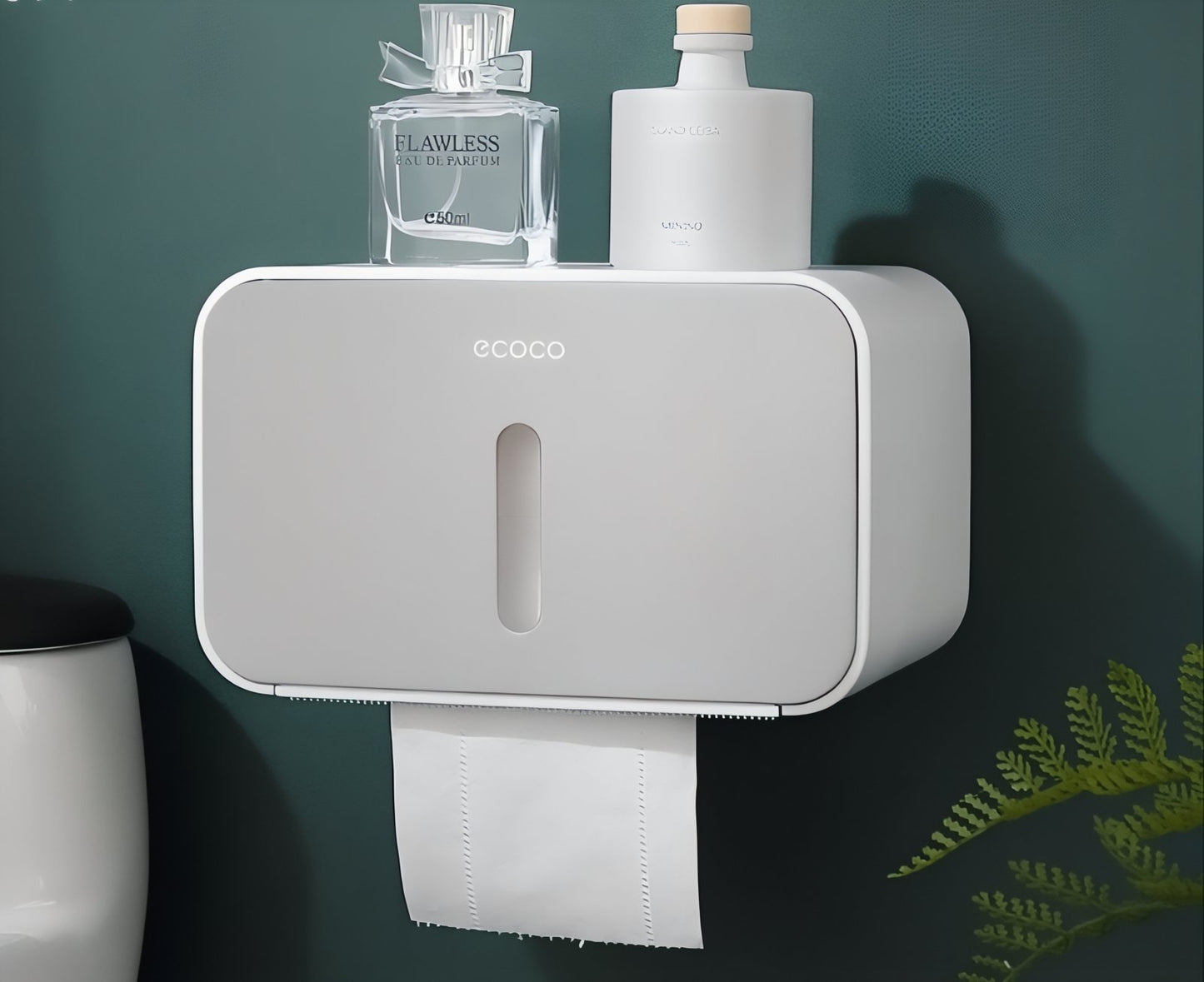 Distributeur Papier Toilette Mural Avec Couvercle Étanche Et Espace De Rangement