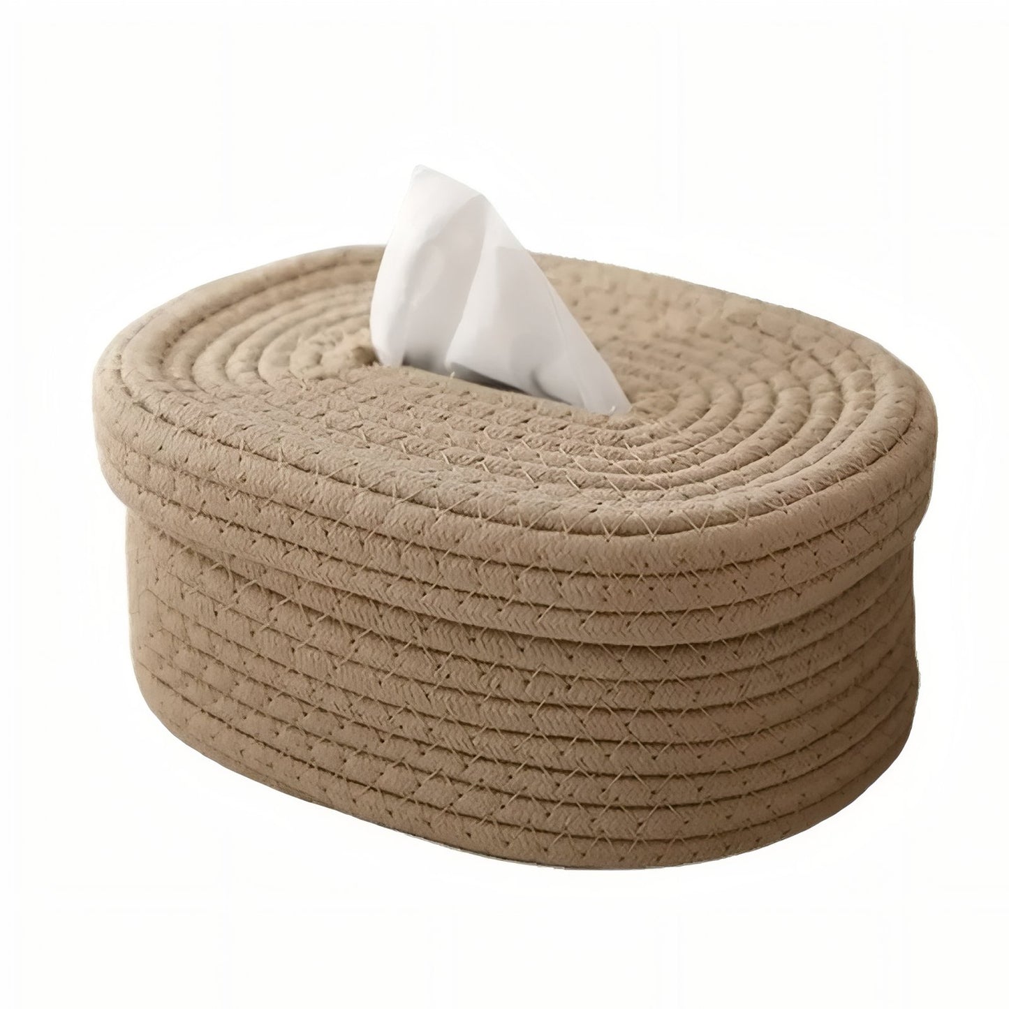 Boîte À Mouchoirs Ovale En Corde Tressée