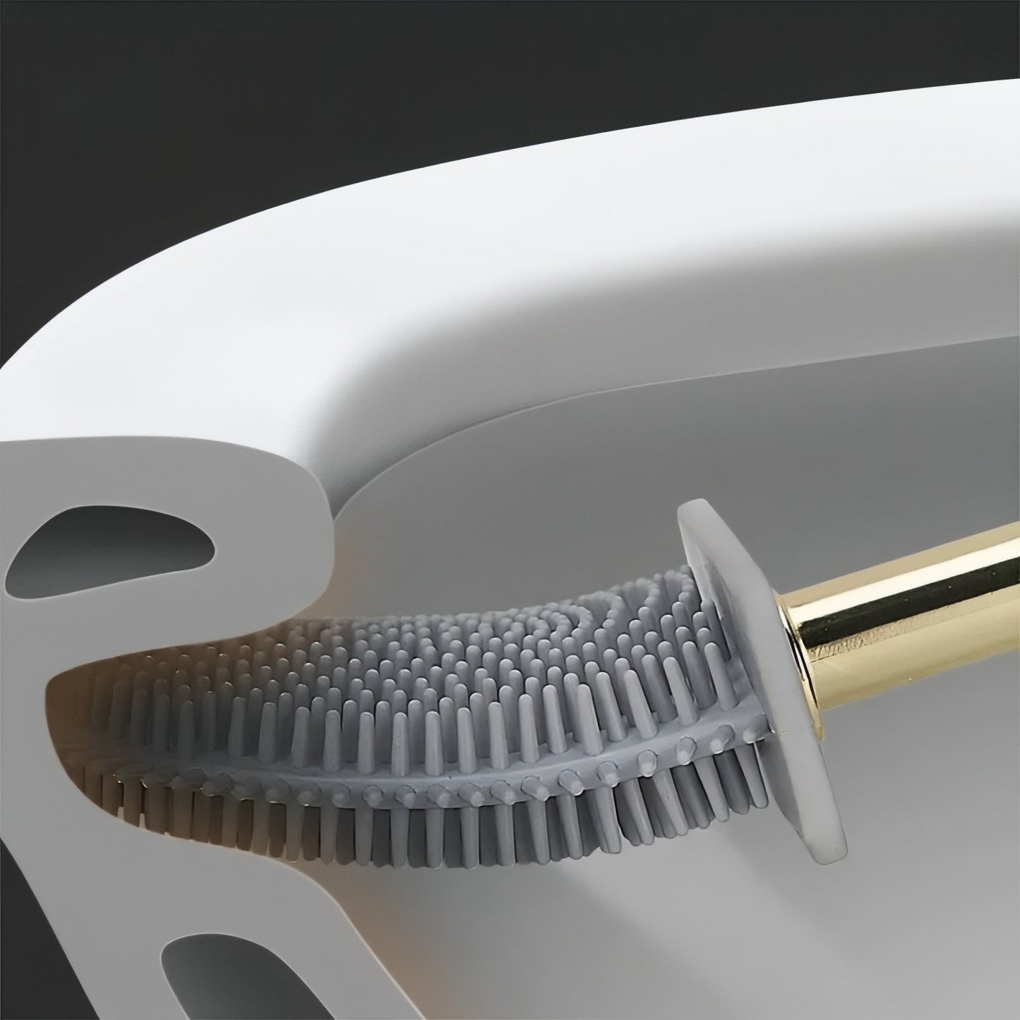 Brosse De Toilette Murale Élégante Avec Manche Doré En Plastique