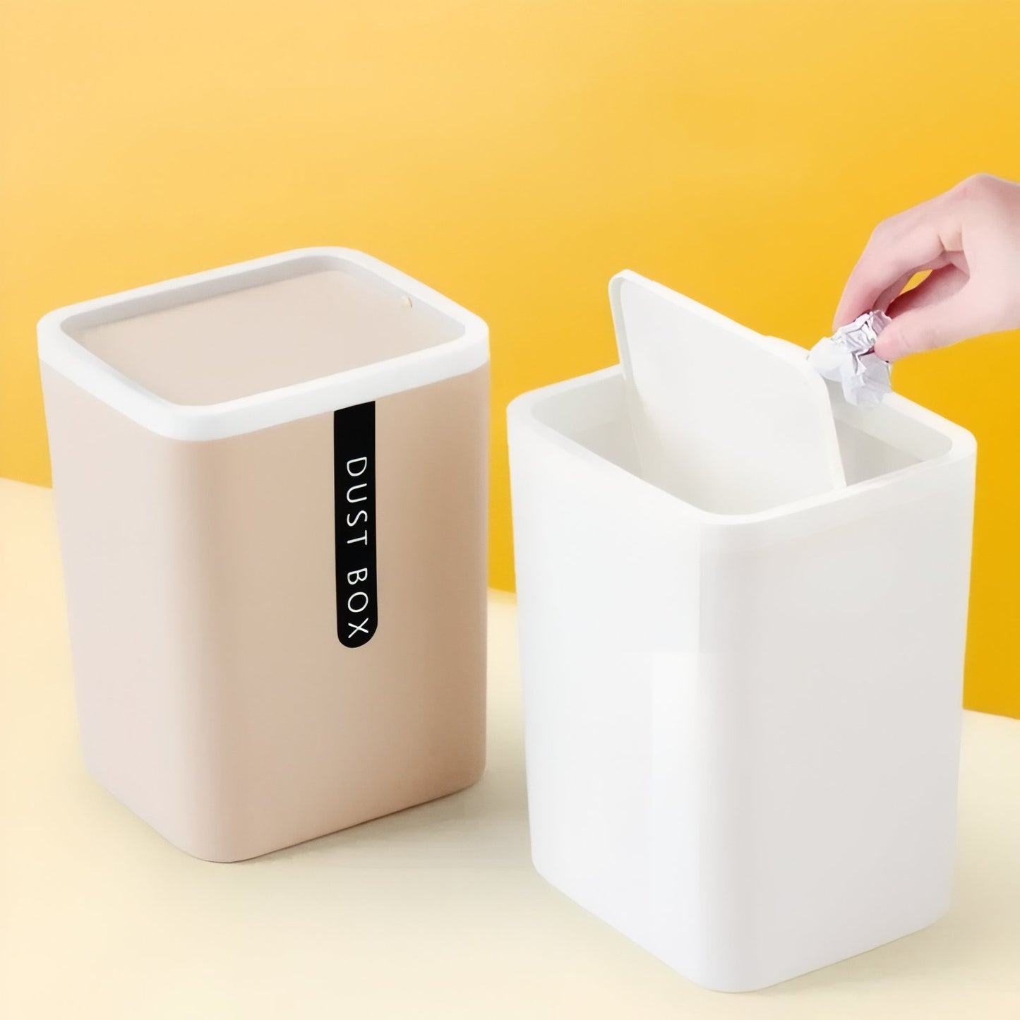 Poubelle Carrée À Couvercle Basculant Pour Salle De Bain Ou Toilette