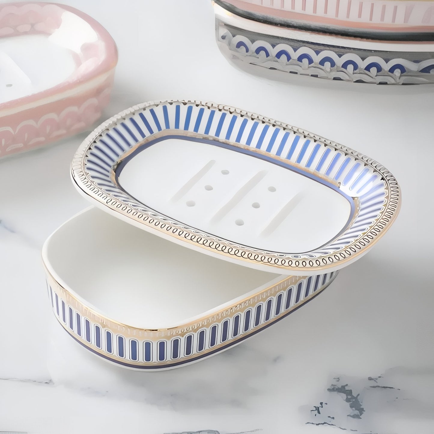 Boîte Porte-Savon En Céramique Décorative