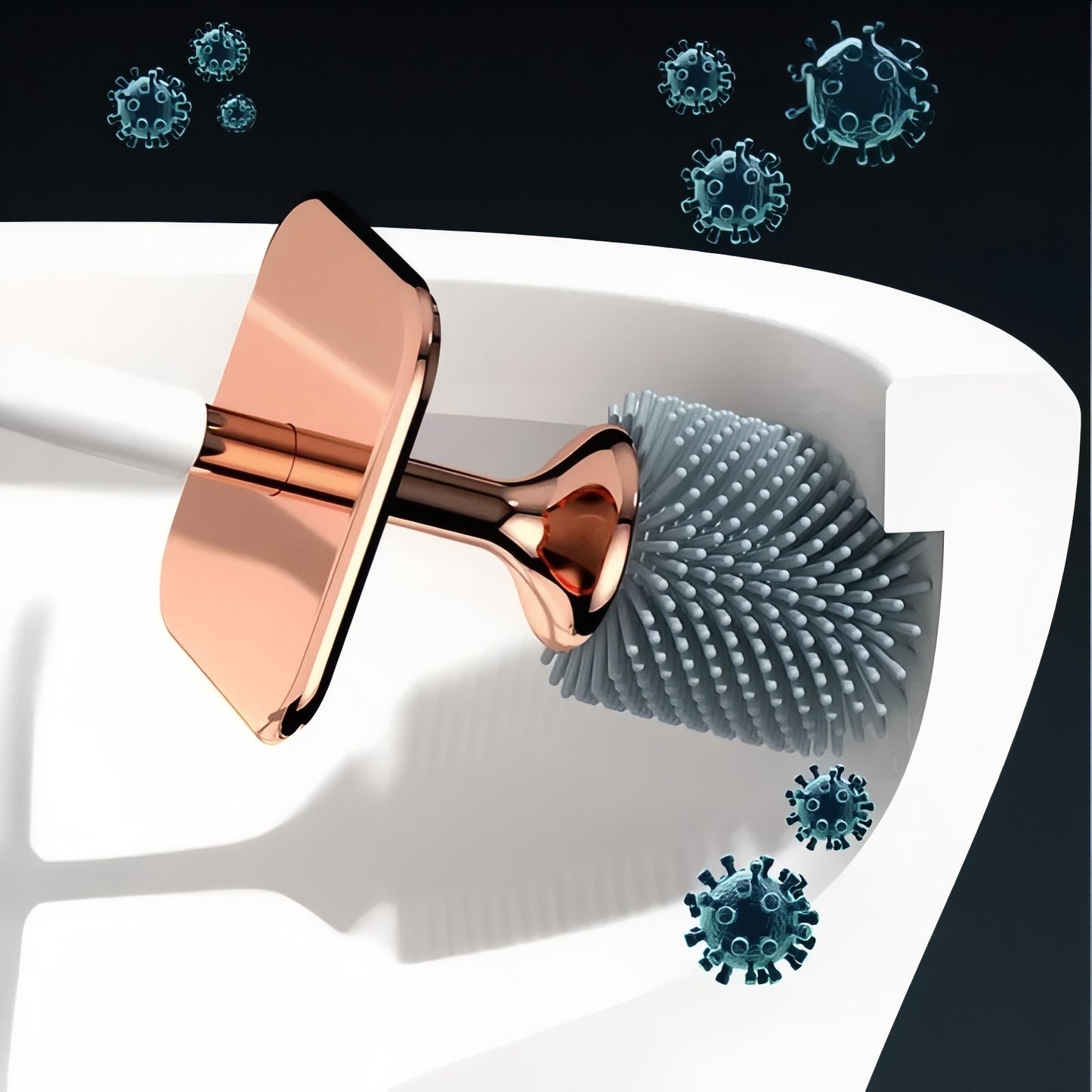 Brosse De Toilette Murale Avec Support En Cuivre Doré