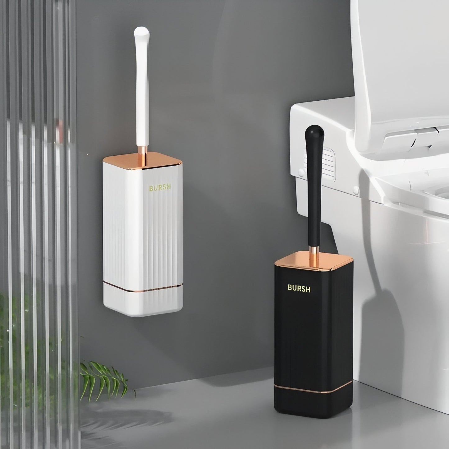 Brosse De Toilette Murale Avec Support En Cuivre Doré