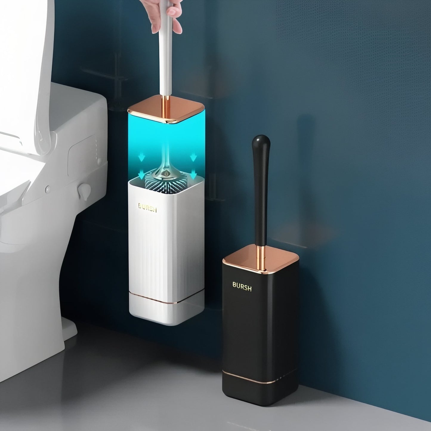 Brosse De Toilette Murale Avec Support En Cuivre Doré