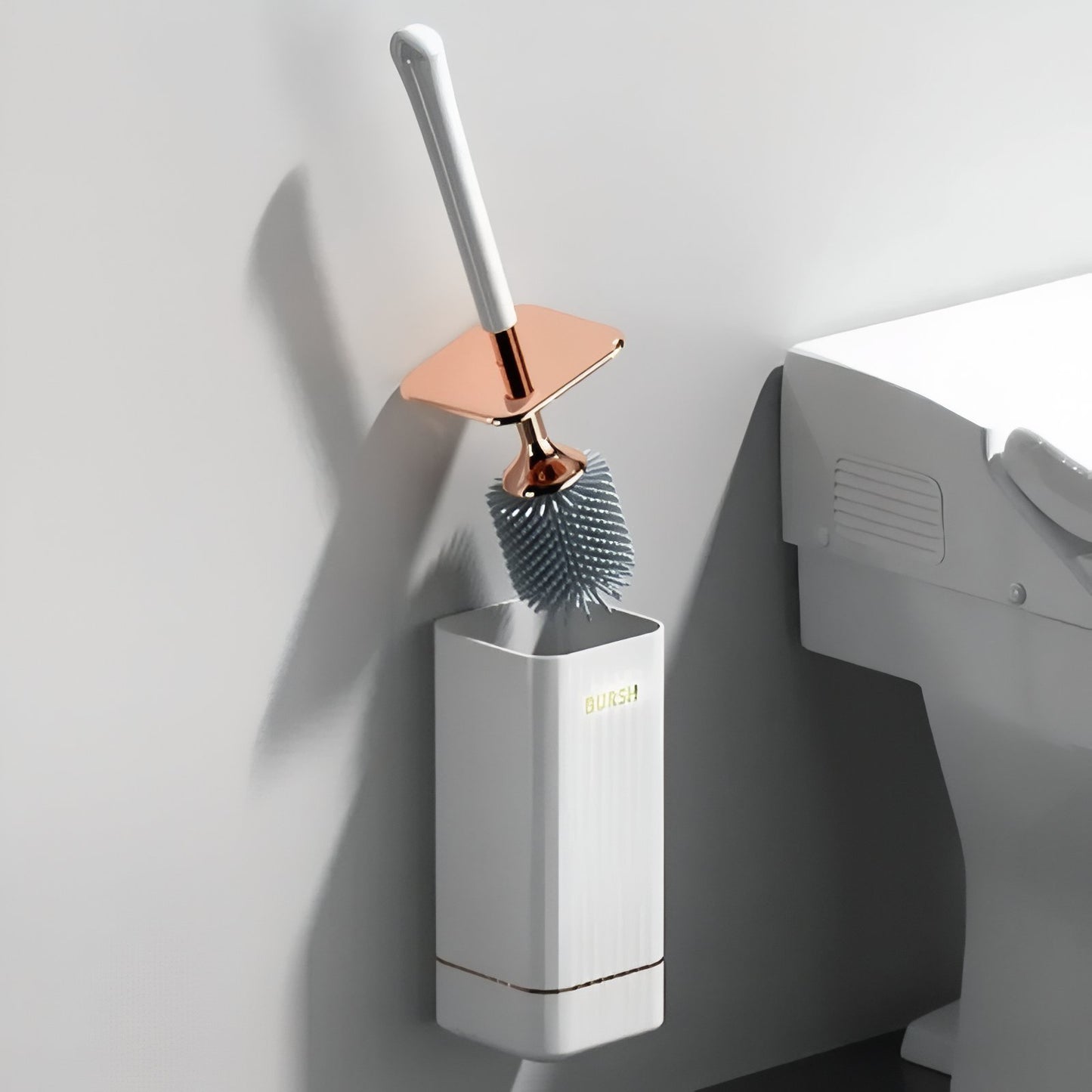 Brosse De Toilette Murale Avec Support En Cuivre Doré